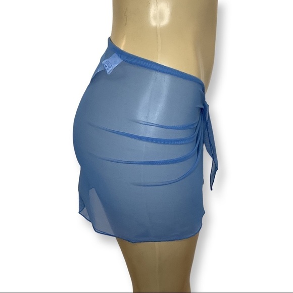 Zuliana blue mesh cover up with lettuce trim Made in USA. NWT - Picture 2 of 4